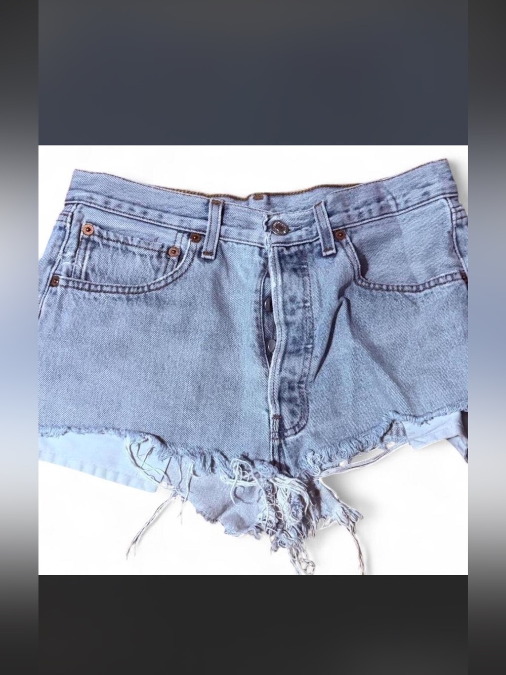 Levi's Light Blue Denim Frayed Cutoff Shorts